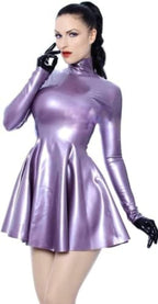 ANTIY Sexy Natural Latex Women Dress Summer Girls Skirts High Neck Adult,Purple,Purple,Custom Made