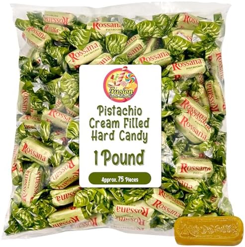 Rossana Pistachio Candy – 1 Pound Bag – Italian Hard Candy Individually Wrapped – Classic Pistachio Treat – Puntini Style Sweets – Authentic Italian Candy from Italy