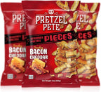 Pretzel Pete Smokey Bacon Cheddar Seasoned Pretzel Pieces, Non-GMO Ingredients, Small Batch, Bold Flavor, 9oz (3 Pack)