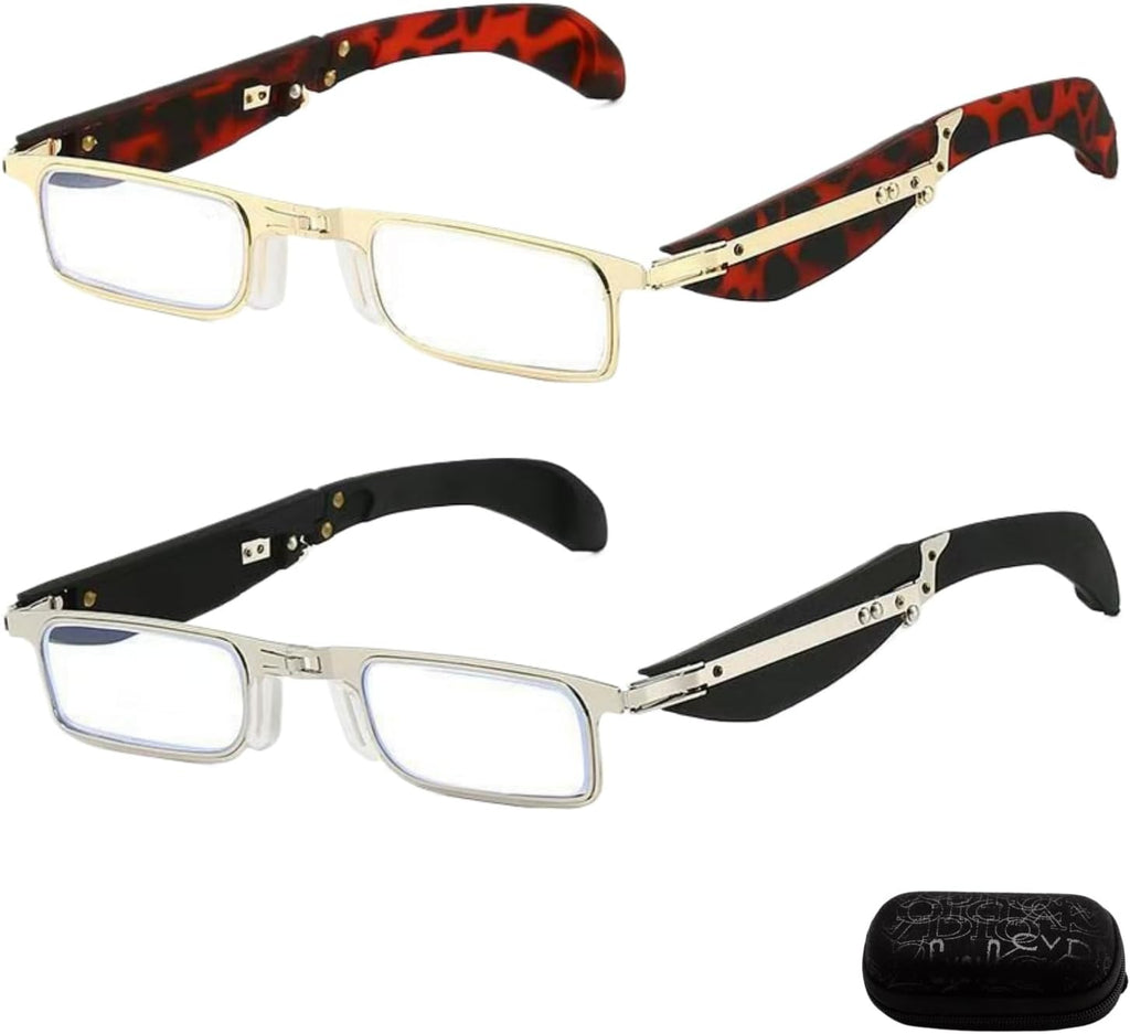 Foldable Anti-Blue Light Reading Glasses with Case, Anti Eyestrain Portable Foldable Reading Glasses