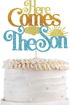 Glitter Here Comes The Son Baby Shower Cake Topper -First Birthday Cake Topper For Baby, Photo Booth Props,Sun Theme Party 1st Boy Birthday Party Decoration Supplies