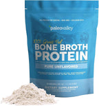 Paleovalley 100% Grass Fed Beef Bone Broth Protein Powder - Rich in Collagen Peptides for Hair, Skin, Gut Health, Bone and Joint Support - 15g Protein Per Serving - No Gluten or GMOs