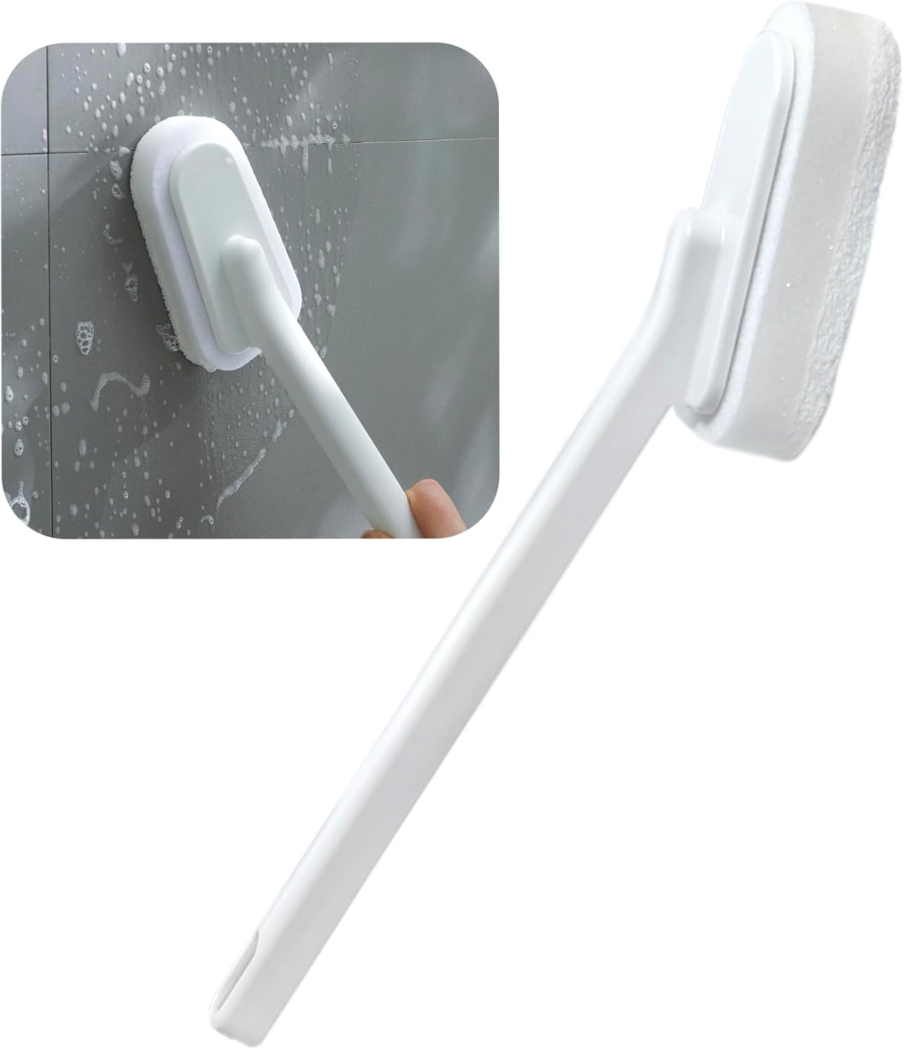 Long Handle Sponge Brush Toilet Brushes Sponge Scouring Pads for Dishwashing Kitchen Toilet Bathroom Wash Cleaning Tool Accessory (Long-Handled Brush)