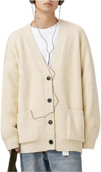 POHADON Mens Cardigan Sweater Button Down Long Sleeve V Neck Cable Knit Sweaters Japanese Streetwear Grunge Clothes
