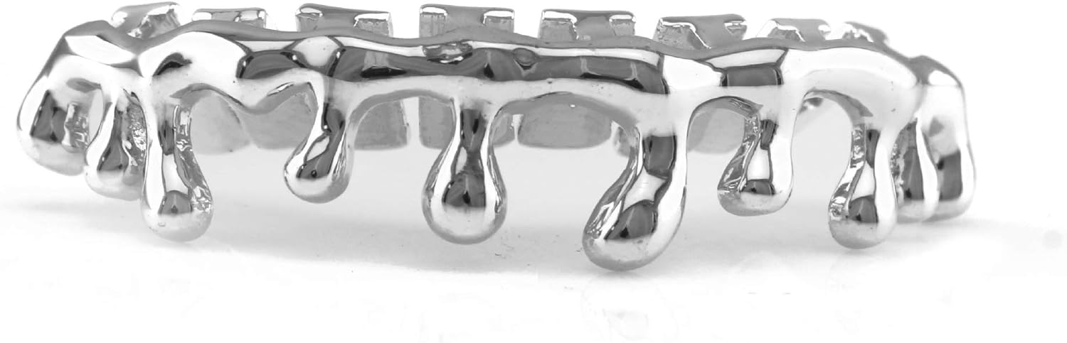18k Gold Teardrop Bottom Grillz 6 Teeth Lower Teeth Drip Cap Grillz