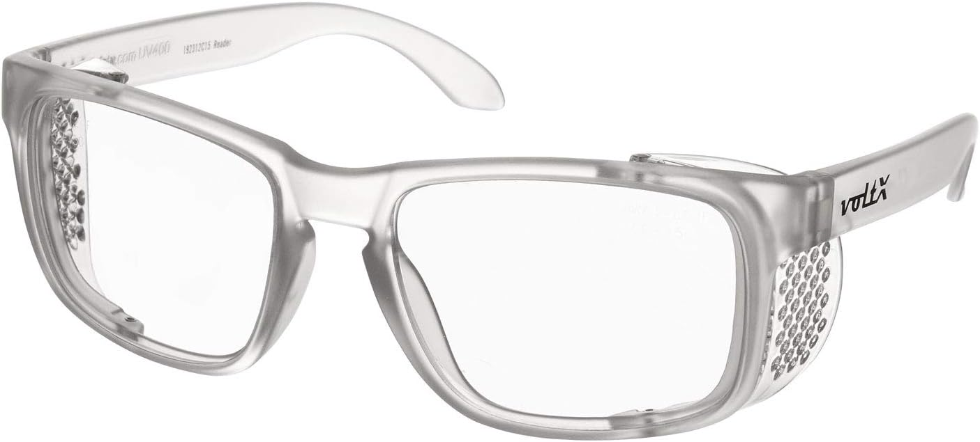 voltX 'Crystal' Full Lens Magnified Reading Safety Glasses, ANSI Z87.1+ & CE EN166F, (+2.5 Dioptre, Clear Lens) - Anti Fog Coated UV400 Lens