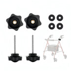2 Set Replacement Arm Adjustment Knobs,Universal Rollator Hand Grip Replacement Parts, Rollator Walker Parts,M6 Track Bolt Set T Track Bolts for Vive Mobility (Black)