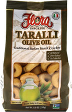 Taralli by Flora 7.05 oz - Italian Snack Cracker - All Natural Oven Baked - Cholesterol Free - Savory Snack - 100% Italian (Olive Oil)