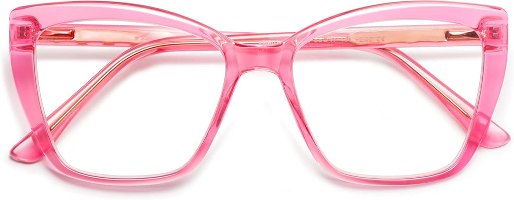 AMOMOMA Trendy TR90 Oversized Blue Light Reading Glasses Women,Stylish Square Cat Eye Glasses AM6031