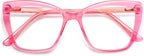 AMOMOMA Trendy TR90 Oversized Blue Light Reading Glasses Women,Stylish Square Cat Eye Glasses AM6031
