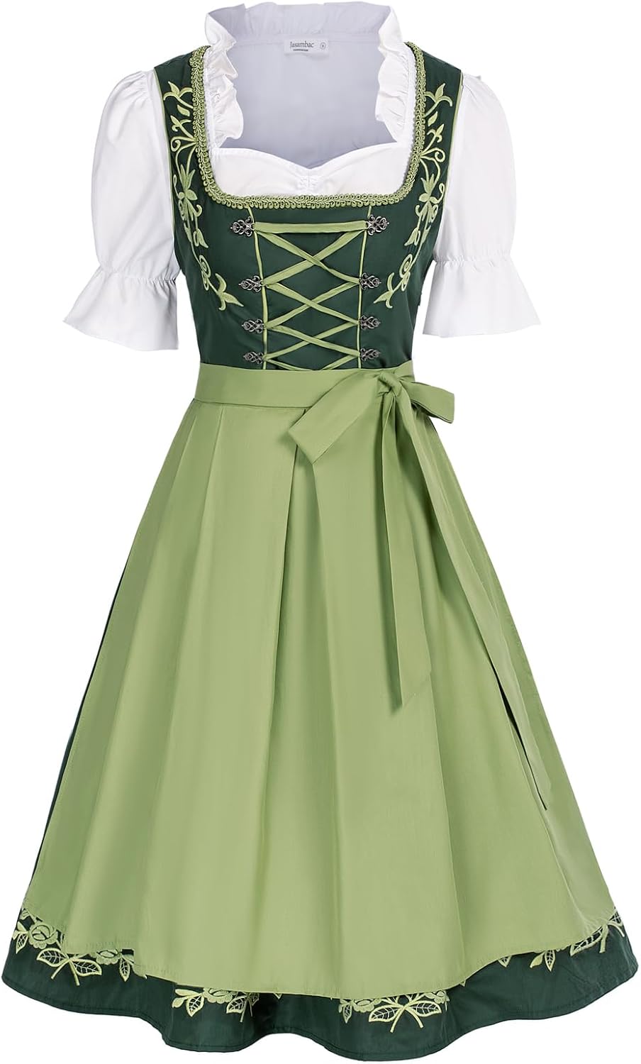 JASAMBAC Women's German Dirndl Dress Costumes 3 Pieces for Oktoberfest Carnival