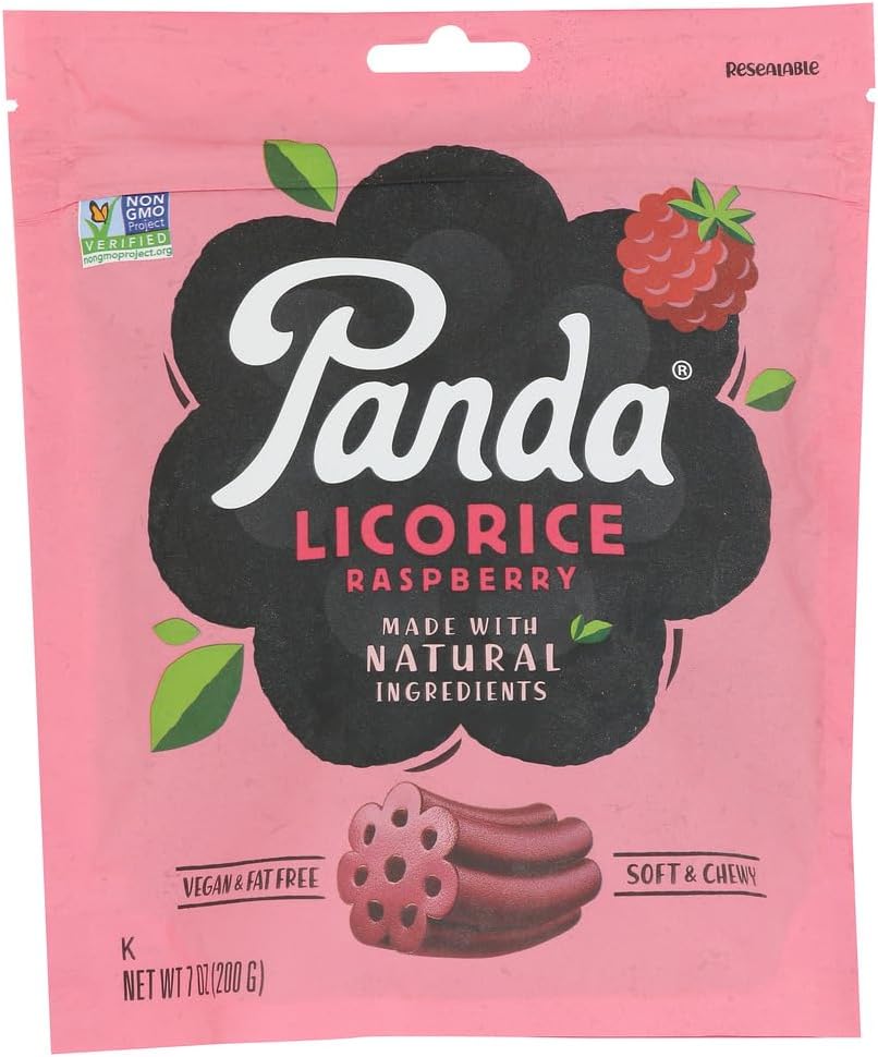 Panda Licorice, All Natural Raspberry Licorice, 7 oz (200 g) -- 2PC