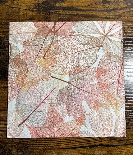 IHR Ideal Home Range Party Napkins Disposable 3-Ply Paper Lunch Napkin Pack, 6.5" x 6.5", Transparent Leaves, 20-Count
