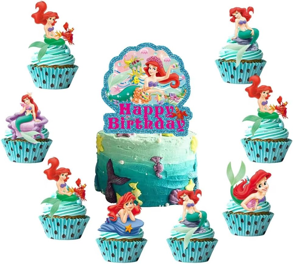 25pcs mermaid Cake Toppers Cupcake Toppers Cake Decorations,mermaid Birthday Party Supplies Decorations (3)