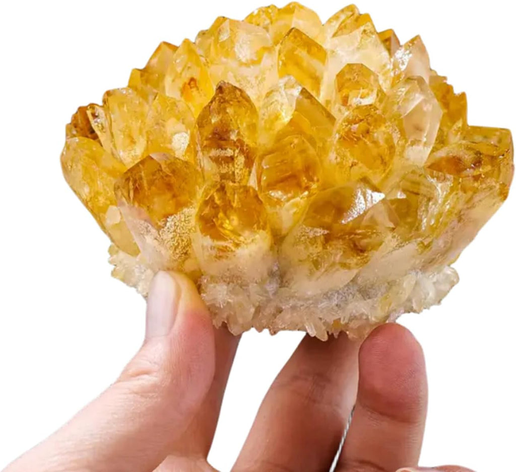 Citrine Crystal Cluster Large Quartz Crystal Formation- Large Yellow Crystal for Positive Energy Authentic Citrine Stone - Citrine Stone Crystal Clusters for Healing