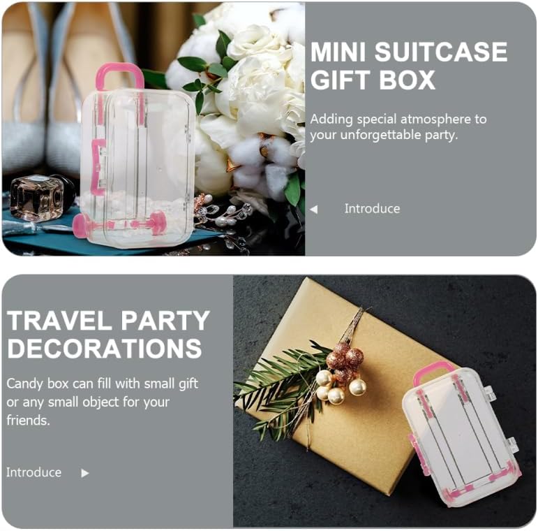 ABOOFAN 6 Pack Mini Suitcase Candy Boxes 3X2X1.5In Party Favor Boxes for Wedding Bridal Shower Travel Theme Decorations