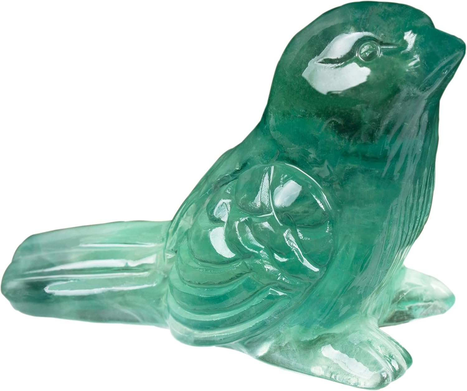 Fluorite Crystal Bird Carving Hand Carved Gemstone Bird Figurine 2.4 Inch Polished Animal Sculpture Healing Stone Home Office Desk Decoration Gift Collection
