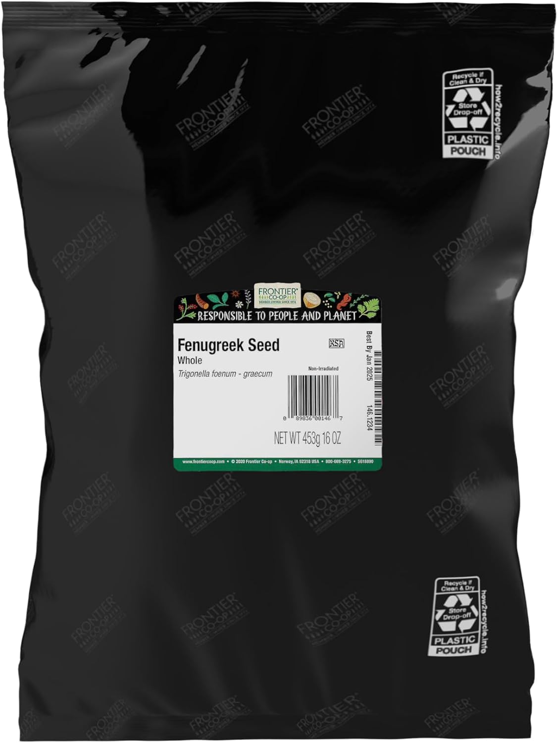 Frontier Co-op Whole Fenugreek Seed, 1-Pound Bulk, Used In Ethnic Cuisines, For Max Flavor & Aroma Toast Prior to Use, Kosher