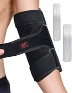 Hurmoya Elbow Brace Comfortable Night Sleep, Cubital Tunnel Syndrome, Ulnar Nerve Entrapment with Compression Sleeve Immobilizer, 2 Removable Metal Splints Pain Relief for Men and Women (M)