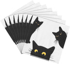 Quera 50 Pack Black Cat Disposable Paper Napkins Party Supplies Halloween Paper Napkins Cocktail Napkins Perfect For Halloween Black Cat Gifts Dinner Party Decoration 6.5'' X 6.5''