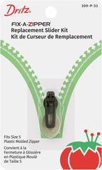 Dritz Fix-A-Zipper Replacement Slider Kit for Size 5 Plastic Zipper, Gunmetal
