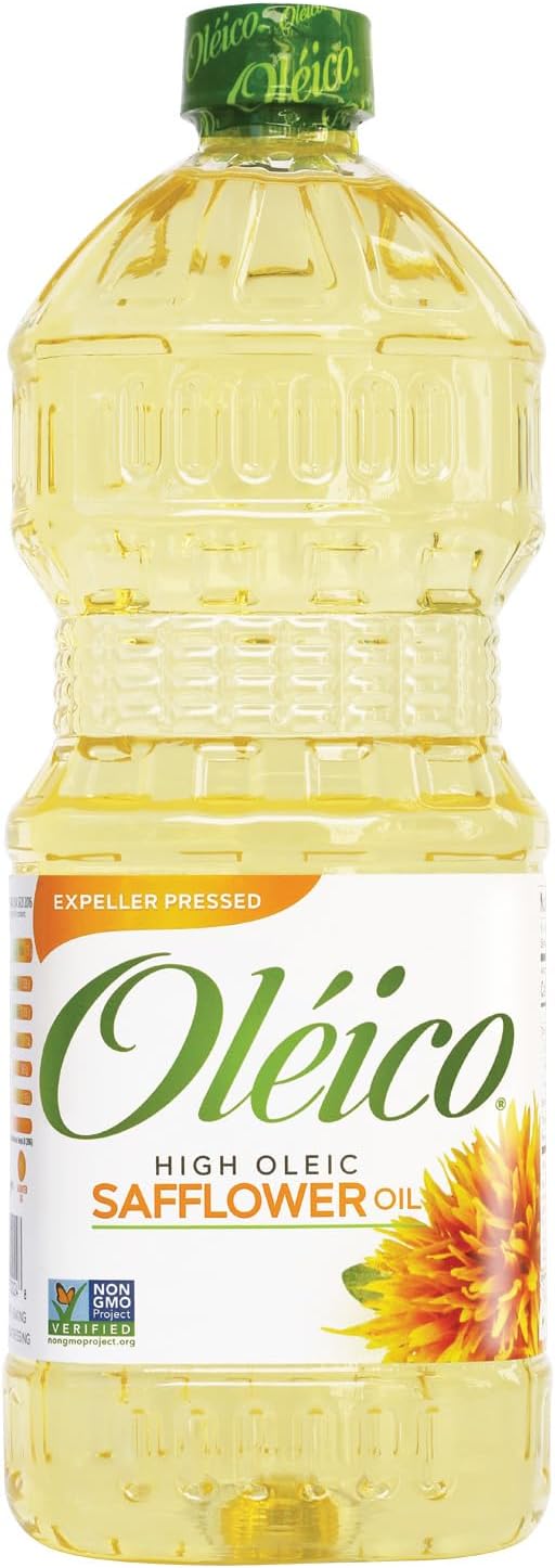 Oleico - High Oleic, Non GMO Certified, Kosher Verified, Expeller Pressed, High Heat Stable Safflower Oil, Bottle of 32.3 fl oz
