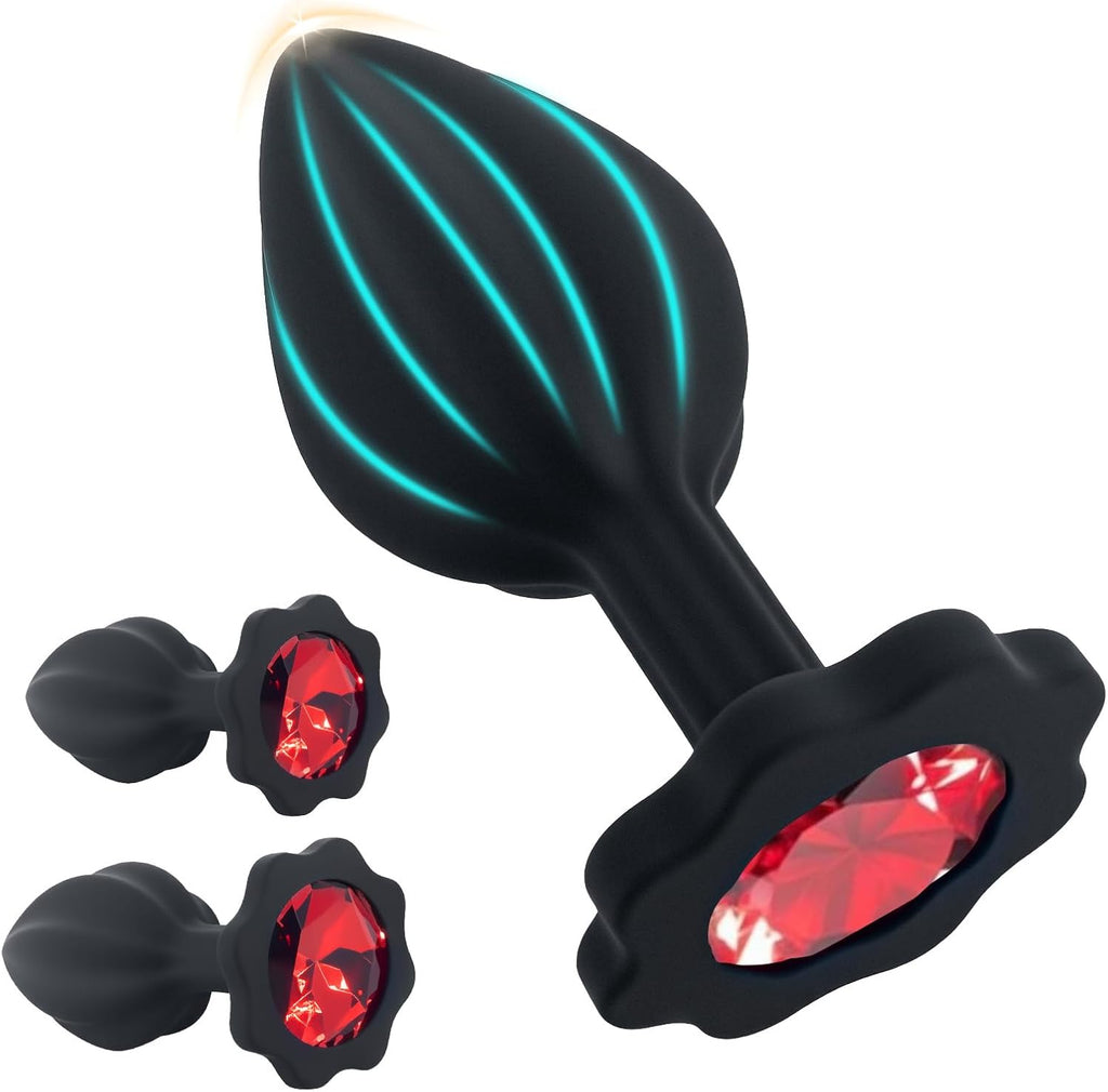 New Portable 3pcs Silicone Butt Training Tool Anales Trainer Set Plug Butt for Women Trainer Kit Adult Toys Relaxing Toys Tool for Men Women Sunglasses Z01 (Plum Blossom-Shaped)