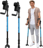 Forearm Crutches for Adults, 3-Angle Adjustable Arm Crutches for Walking, Ergonomic Crutches for Men or Women, Aluminum, Blue, Crutches for Leg Injury, Surgery Recovery, Disabled（1Pair）