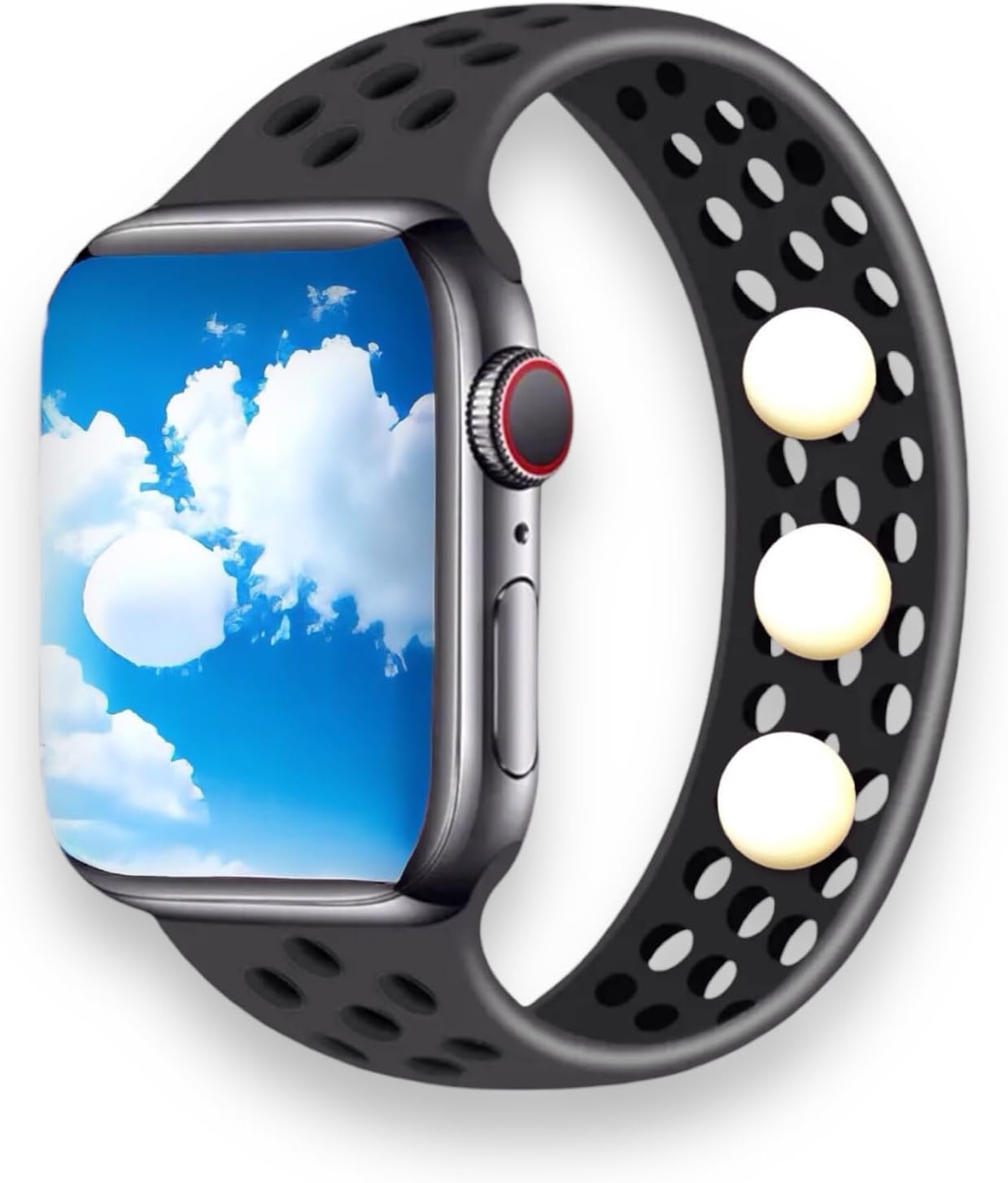 Acupressure Watch Band for Stress, Focus, Motion Relief & Sleep – Waterproof Silicone Solo Loop – Natural Calming Support – Apple Watch Compatible Wristband (M 38/41)