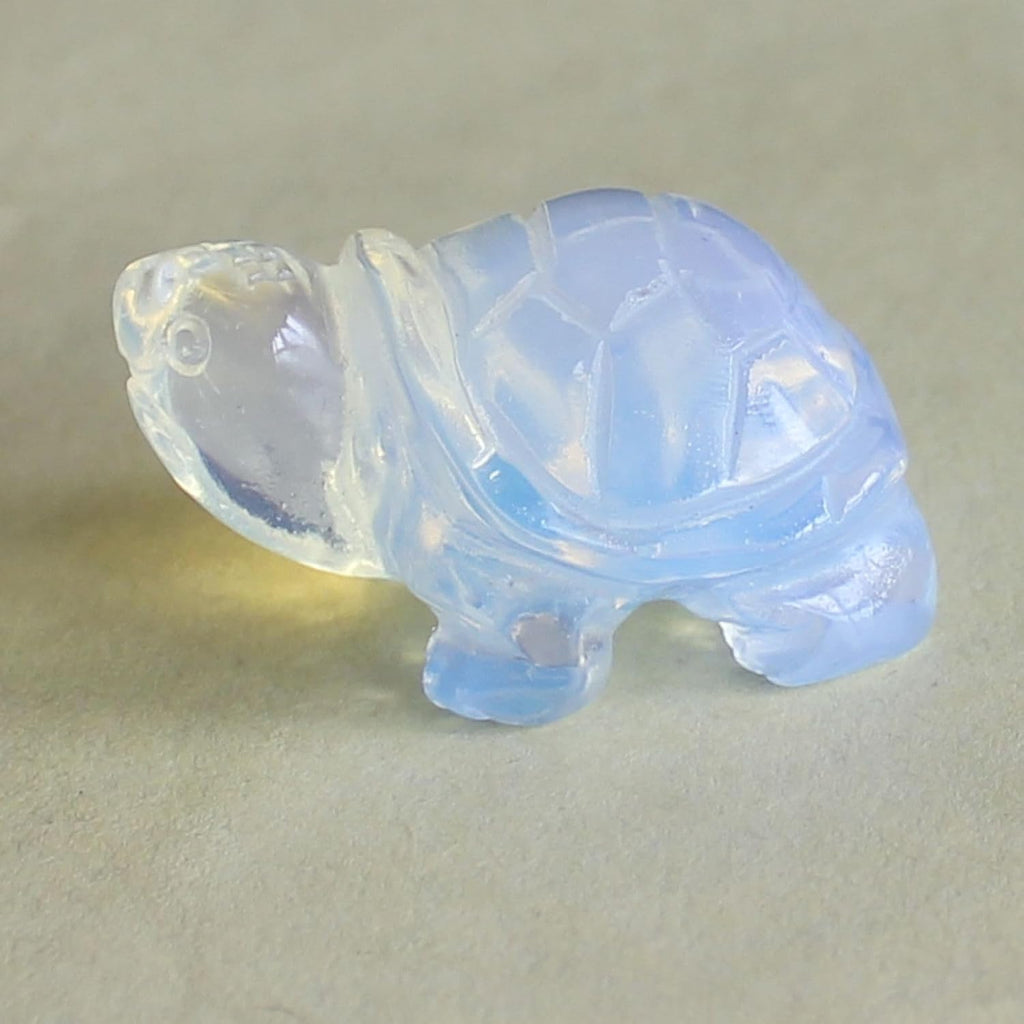 Hand Carved Gemstone Crystal Tortoise Turtle Figurine Animal Statue Carving Office Home Decor Collections 1.5'' (White opalite)