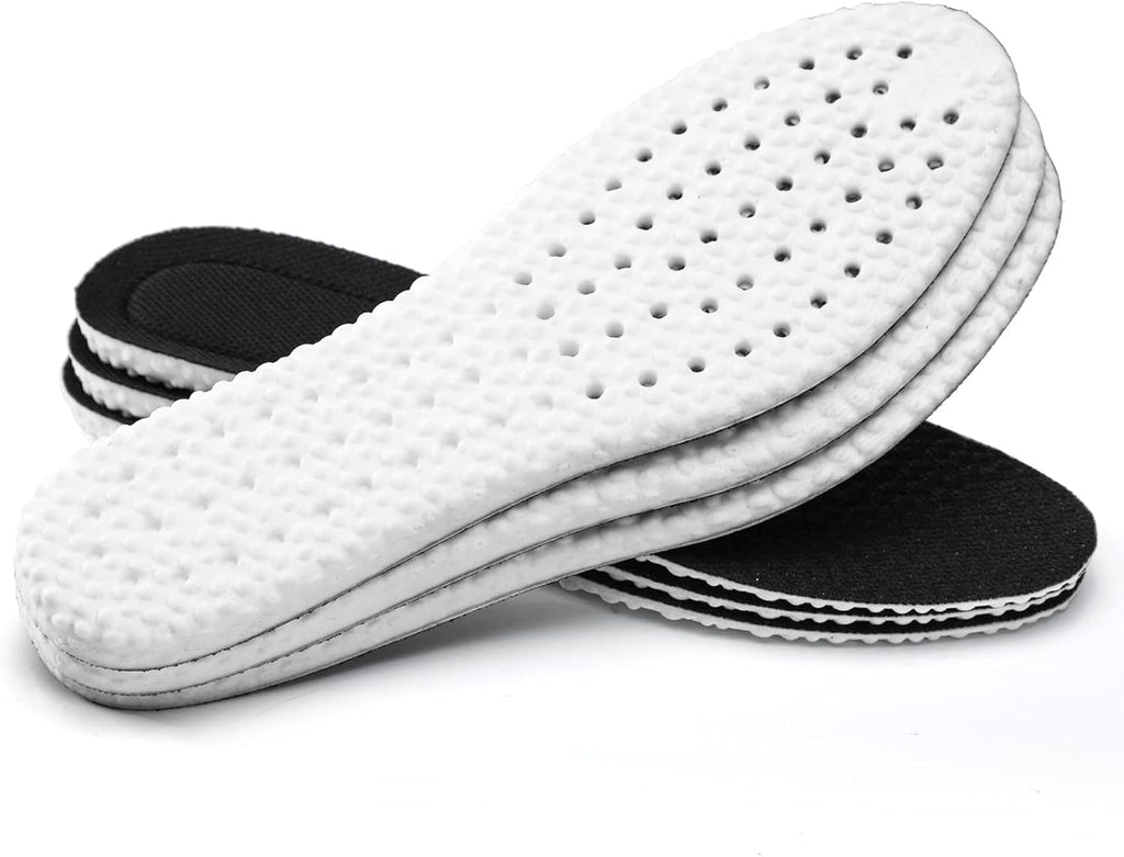 XINIFOOT 3 Pairs Shock Absorption Flexible Replacement Insoles PU Elastic Inserts - Relieve Foot Pain - Maximum Cushion Comfortable Insoles for (Women Black)
