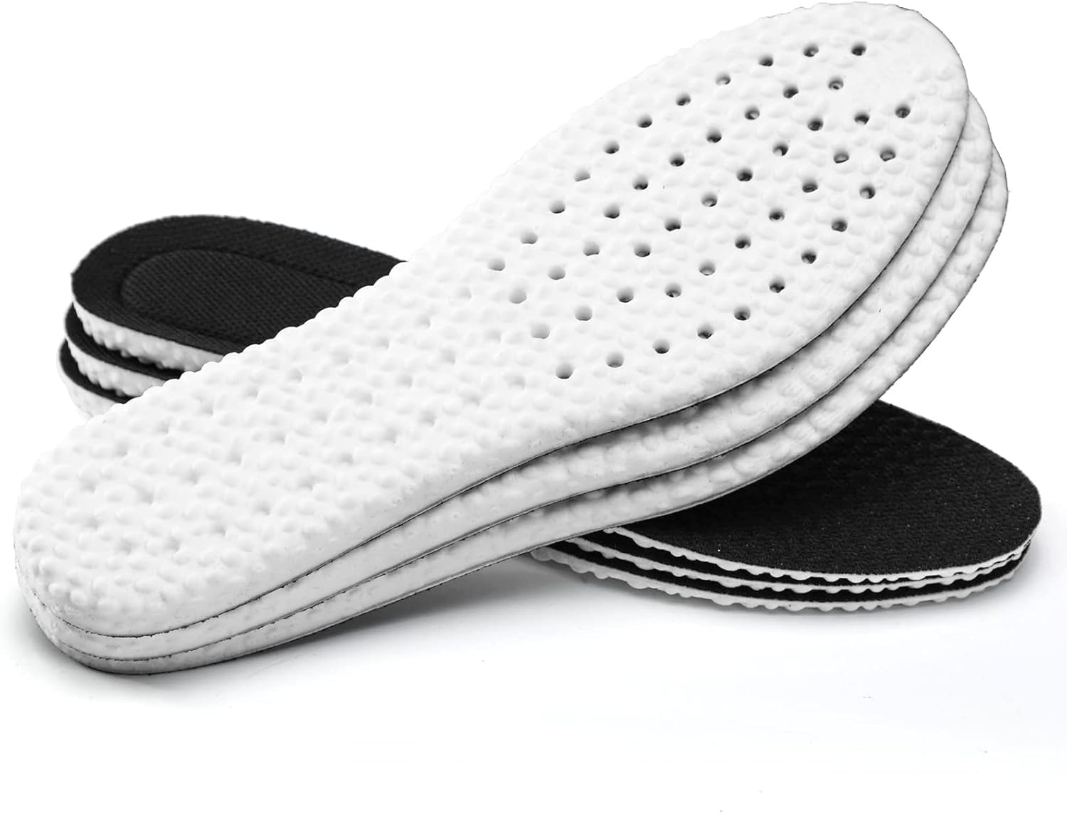 XINIFOOT 3 Pairs Shock Absorption Flexible Replacement Insoles PU Elastic Inserts - Relieve Foot Pain - Maximum Cushion Comfortable Insoles for (Women Black)