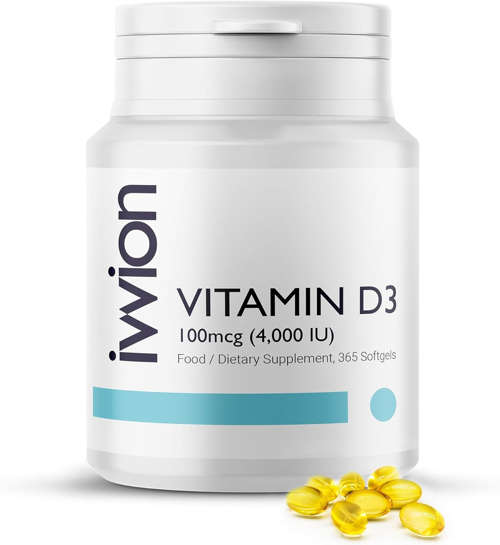 Preservative-Free Vitamin D3 4000 IU (100 µg) Softgel 1 Year Supply – High Strength Cholecalciferol | Gluten Free, Non-GMO | Supports Immune System, Bones, Teeth & Muscles | UK Made 365 Count