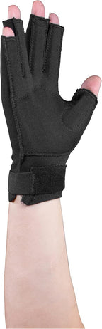 OTC Resting Splint Glove, 5 Finger Semi-Rigid Splints, Open Tips, Black, Right Hand, Medium