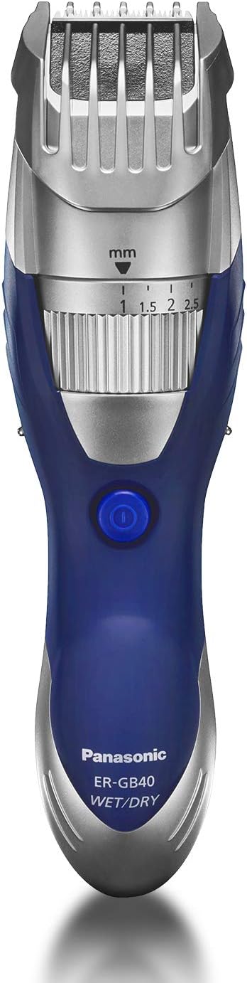 Panasonic Cordless Men's Beard Trimmer With Precision Dial, Adjustable 19 Length Setting, Rechargeable Battery, Washable - ER-GB40-S (Blue)