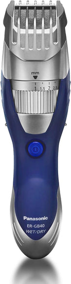 Panasonic Cordless Men's Beard Trimmer With Precision Dial, Adjustable 19 Length Setting, Rechargeable Battery, Washable - ER-GB40-S (Blue)
