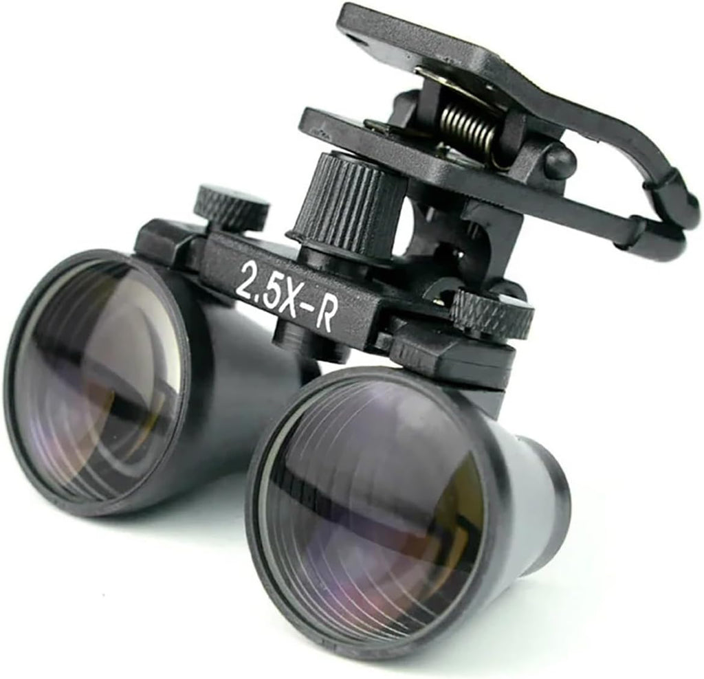 2.5X 3.5X Binocular Loupes Professional Portable Optical Dental Loupes Dentist Surgical Magnifier Magnifying Glass Clip On Type Eyepieces (2.5X-R)