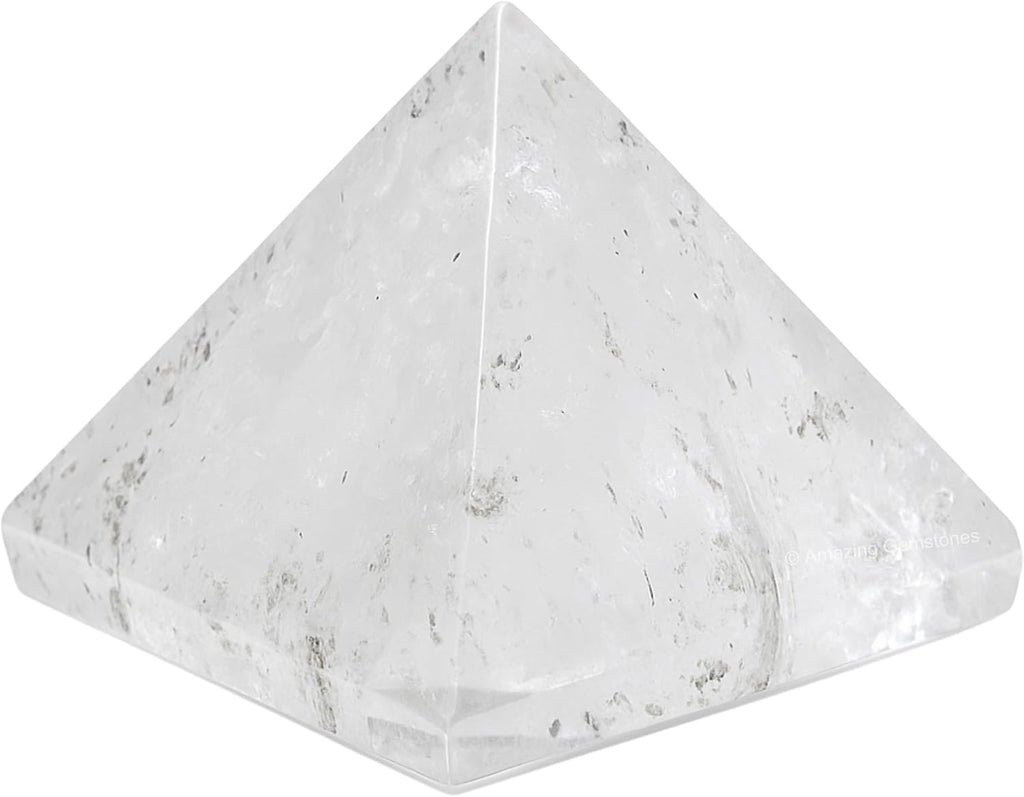 Amazing Gemstone Clear Quartz Pyramid Crystal Healing Stones - 2" Great Pyramid Figurine of Natural Stone Pyramid for Meditation, Reiki, Chakra Balancing and Crystal Pyramids Grid