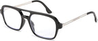 FEISEDY Retro Square Blue Light Blocking Reading Glasses for Women Men 70s Flat Aviator Glasses Anti-Fatigue Reader B2993