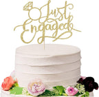 Just Engaged Cake Topper for Engagement Party Decorations, Engaged Ring Sign,We're Engaged Cake Toppers (gold)