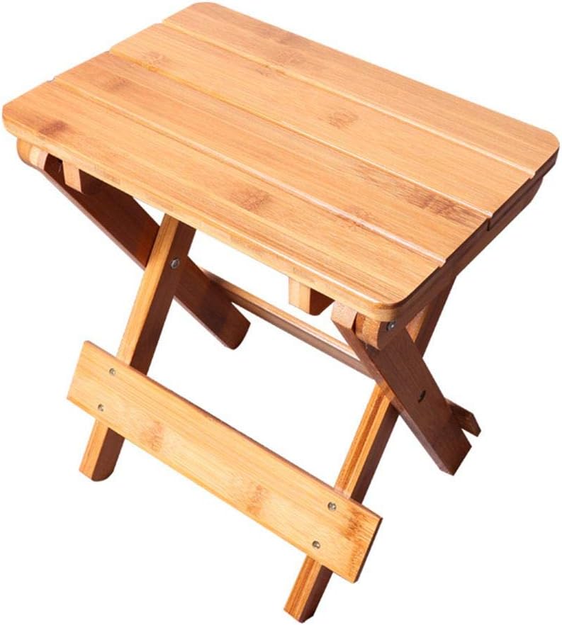 Bamboo Wood Folding Stool Seat Portable Household Step Stool Multfunctional for Bathroom,Living Room,Bedroom,Laundry Room or Garden Fishing (Large(28.5x19.5x31.5cm)