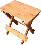 Bamboo Wood Folding Stool Seat Portable Household Step Stool Multfunctional for Bathroom,Living Room,Bedroom,Laundry Room or Garden Fishing (Large(28.5x19.5x31.5cm)