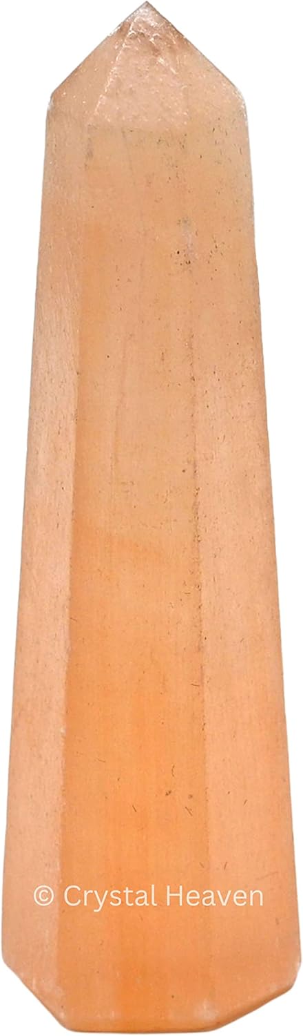Aashita Creations Orange Selenite Crystal Tower Obelisk Point for Chakra, Healing and Balancing - AAA Grade Original Certified (2-3 Inches)