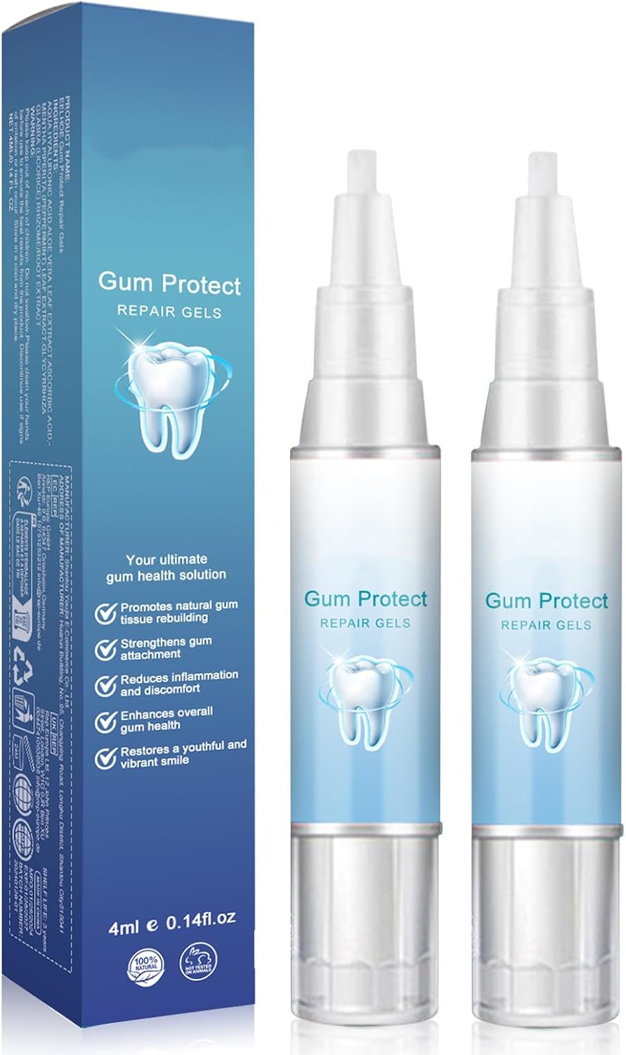 Gum Repair Gel, 2Pcs Gum Protect Repair Gel, Enamel-Safe Teeth Whitening Essence Pen, Gentle Oral Care Gel for Daily Gum Health & Comfort