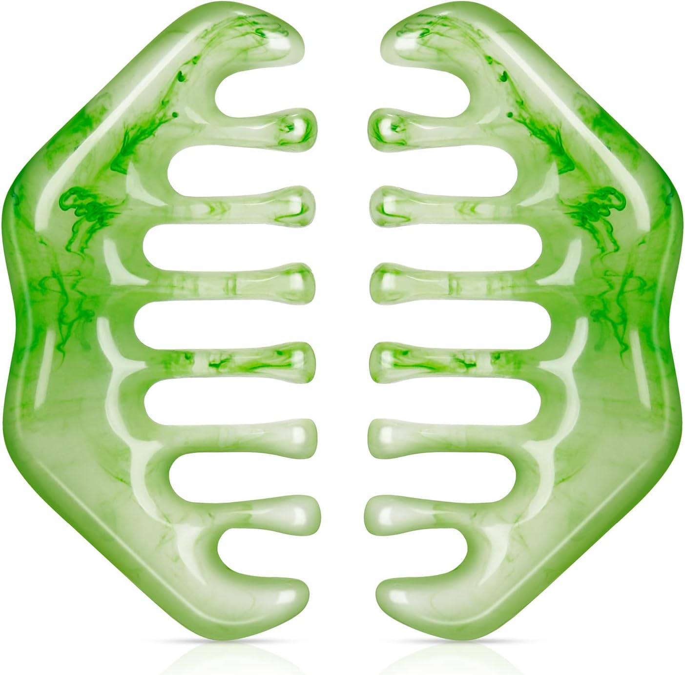Geiserailie 2 Pcs Jade Combs Esthetician Supplies Massage Stone Hair Gua Sha Scraping Scalp Comb Facial Massage Tool Handheld Head Tools Head Caring Therapy Mother's Day for Women(Elegant Style)