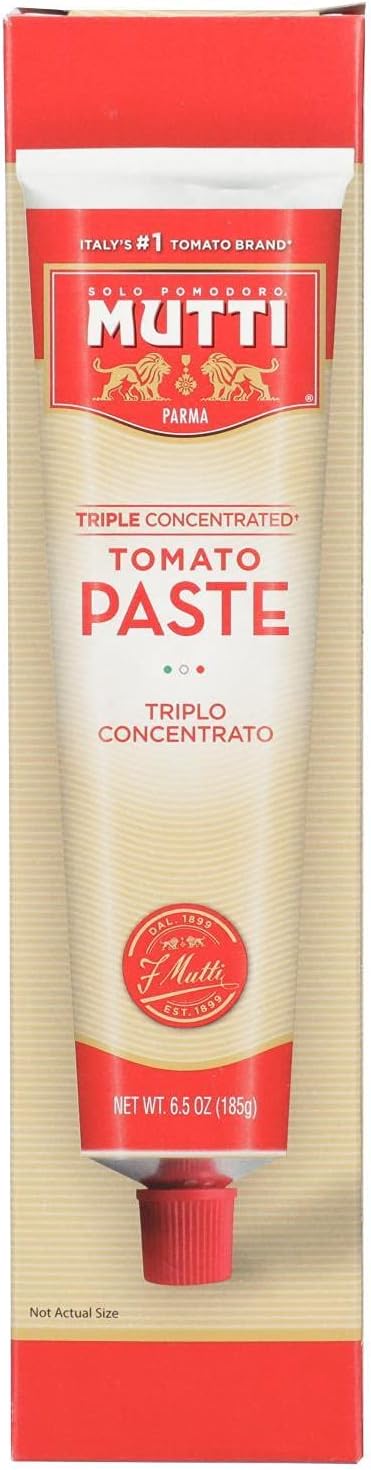 Mutti Triple Concentrated Tomato Paste (Triplo Concentrato), 6.5 oz. Tube |12 Pack | Italy’s #1 Brand of Tomatoes | Tube Tomato Paste | Vegan Friendly & Gluten Free | No Additives or Preservatives