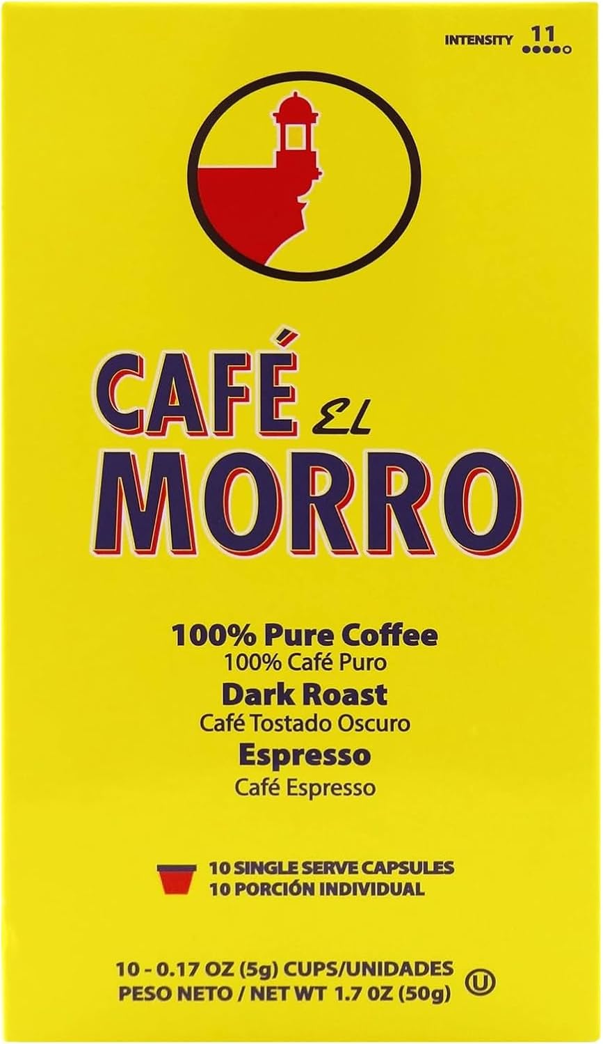 Café El Morro Espresso Capsules, Espresso Pods, Compatible With Nespresso Original Machines, Authentic Puerto Rican Style Coffee, 2 Pack (20 Count)