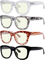 Eyekepper 4 Pack Oversized Blue Light Filter Glasses Women Computer Eyeglasses +0.00