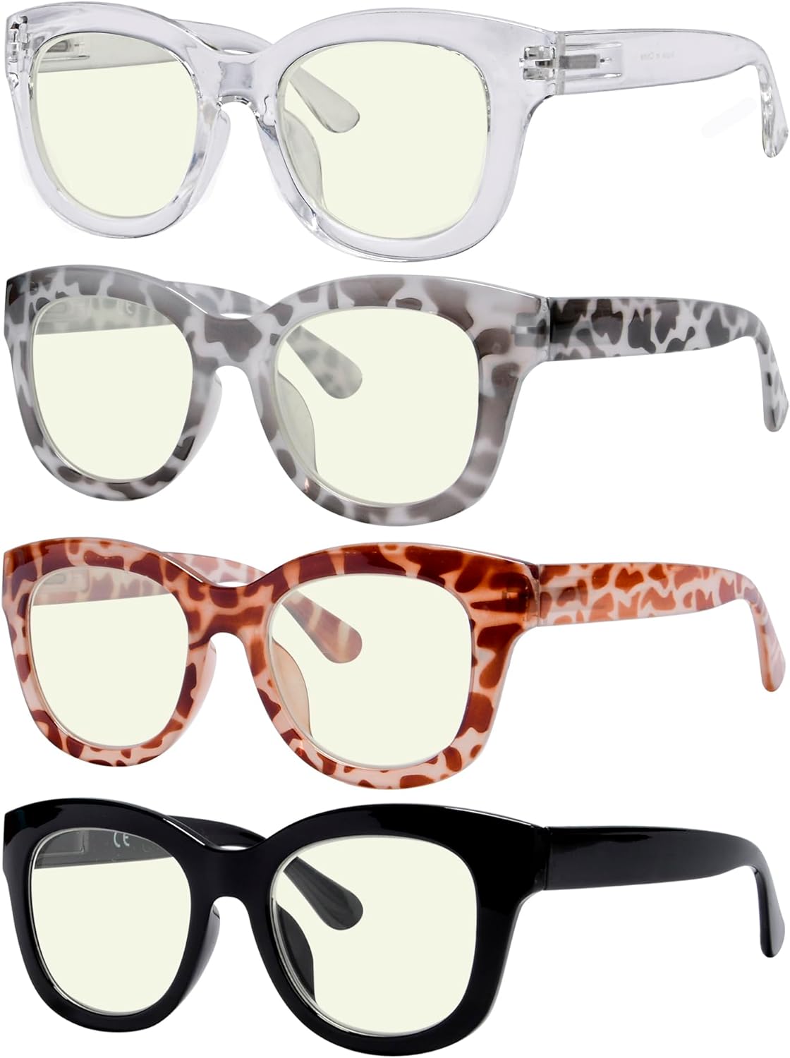 Eyekepper 4 Pack Oversized Blue Light Filter Glasses Women Computer Eyeglasses +0.00