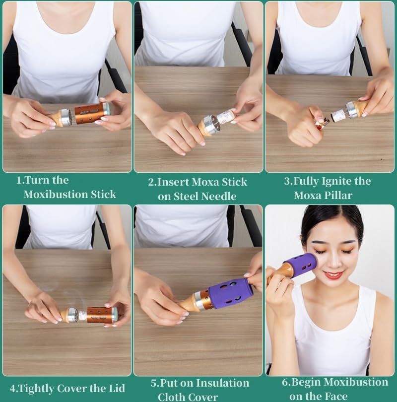 Moxibustion Pot Ceramic Moxa Sticks Burner Holder Portable Scraping Cup Pure Moxa 54 Rolls Heat Therapy Set Health Care Tool